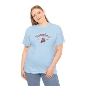 💗 Light Blue Disneyland T-Shirt – Cherry Graphic – Brand New – M/L